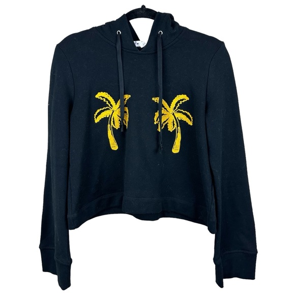 A.L.C. Embroidered Gold Palm Trees Flared Sleeve Hoodie Sweatshirt Size Small - Picture 2 of 6